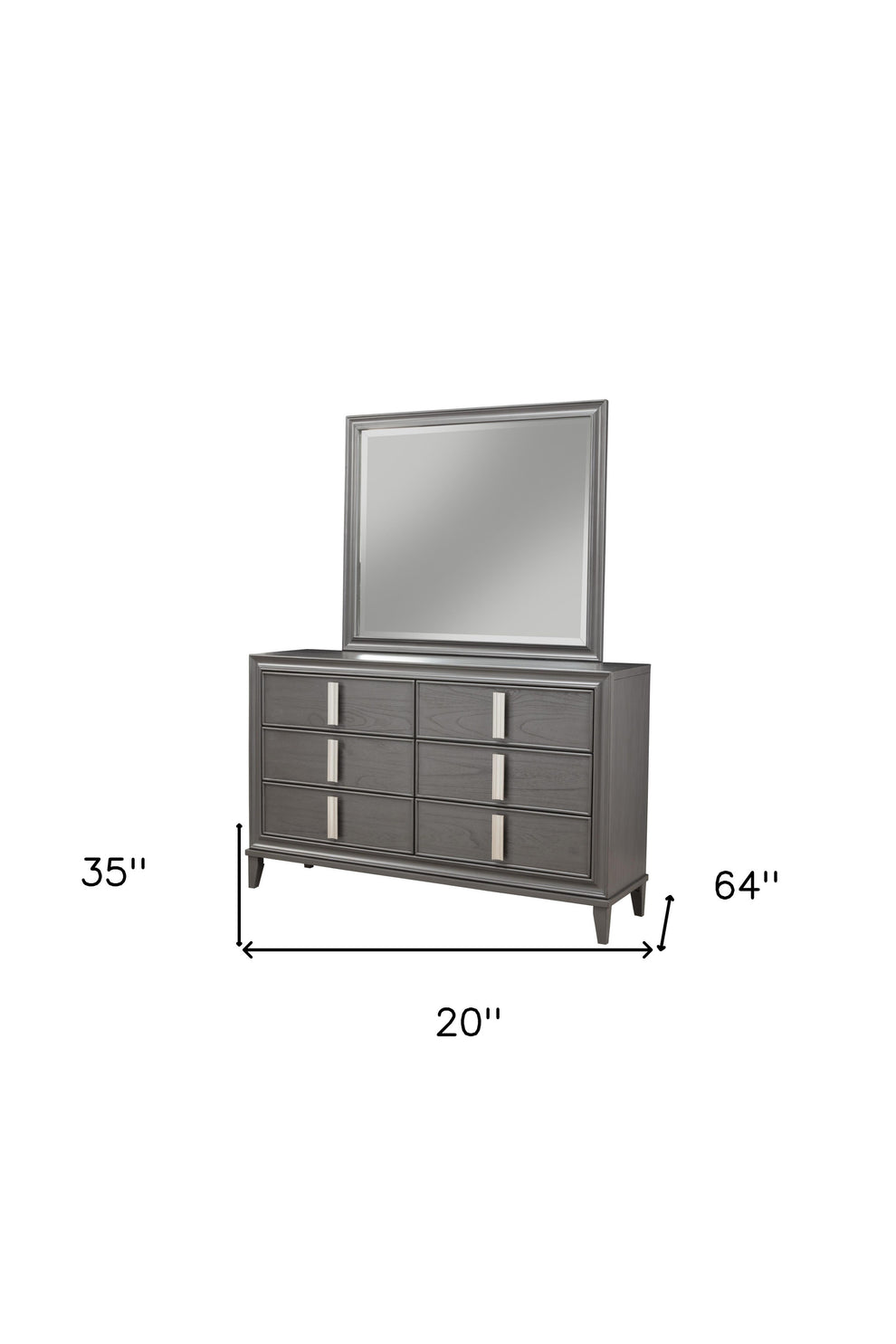 Dark Gray Solid Wood Six Drawer Double Dresser By Homeroots | Dressers | Modishstore - 6