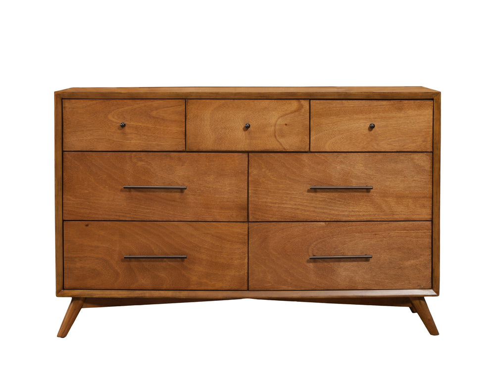 Brown Solid Wood Seven Drawer Double Dresser By Homeroots | Dressers | Modishstore - 3