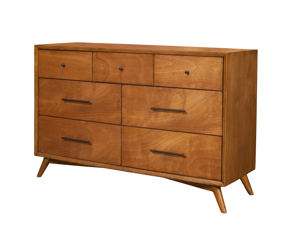Brown Solid Wood Seven Drawer Double Dresser By Homeroots | Dressers | Modishstore - 4