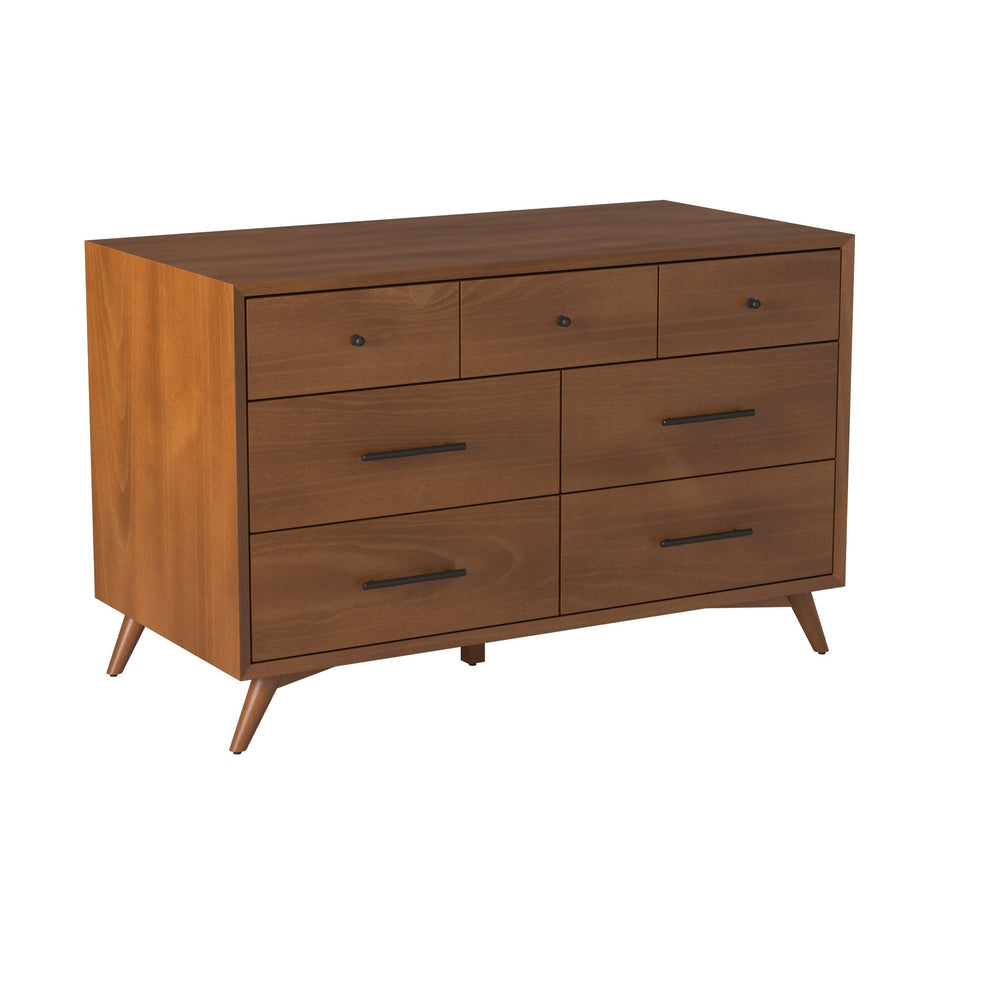 Brown Solid Wood Seven Drawer Double Dresser By Homeroots | Dressers | Modishstore - 5