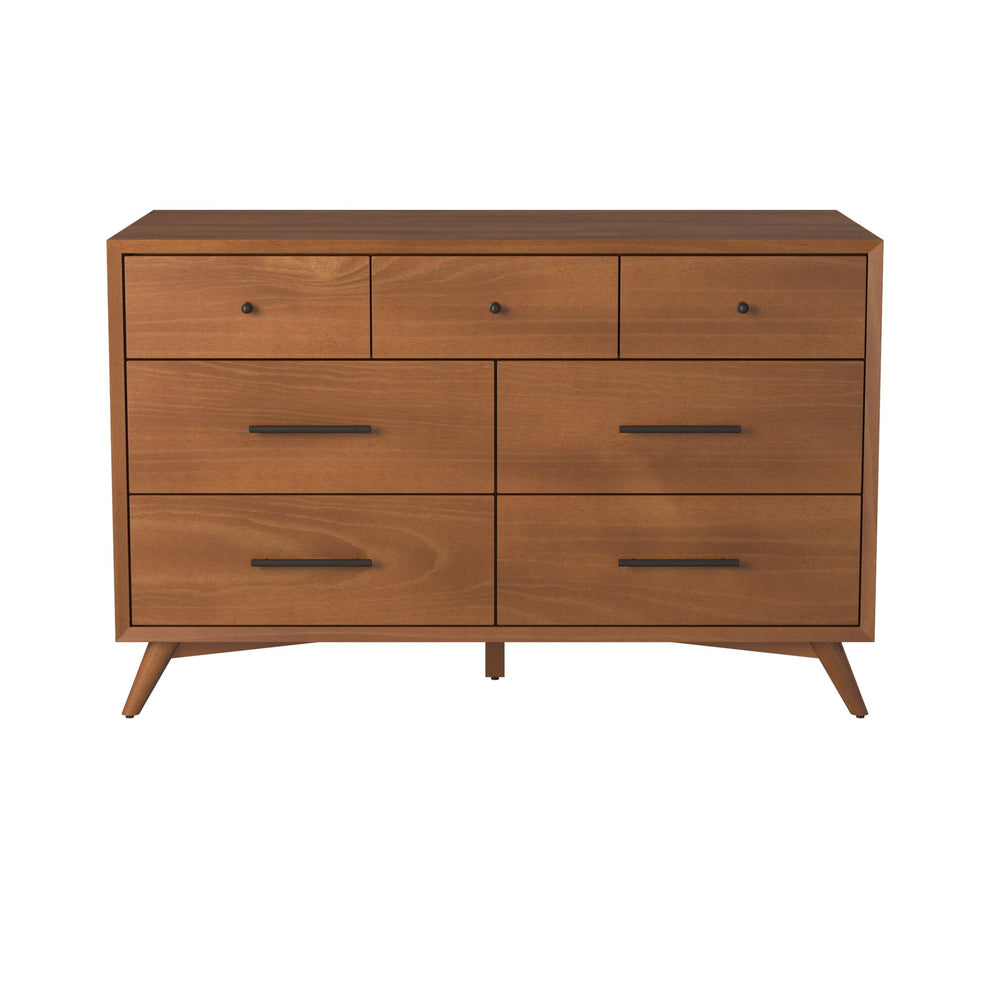 Brown Solid Wood Seven Drawer Double Dresser By Homeroots | Dressers | Modishstore - 6