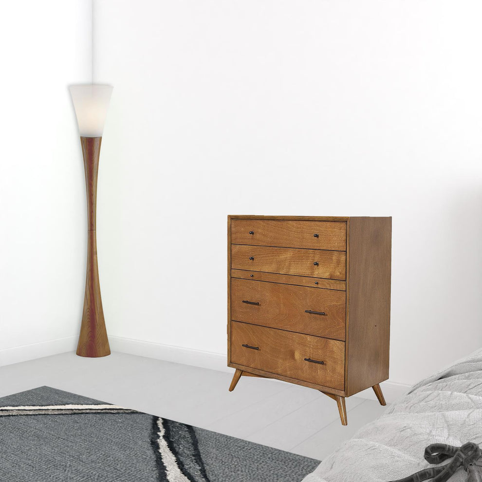 Brown Solid Wood Four Drawer Chest By Homeroots | Dressers | Modishstore - 7