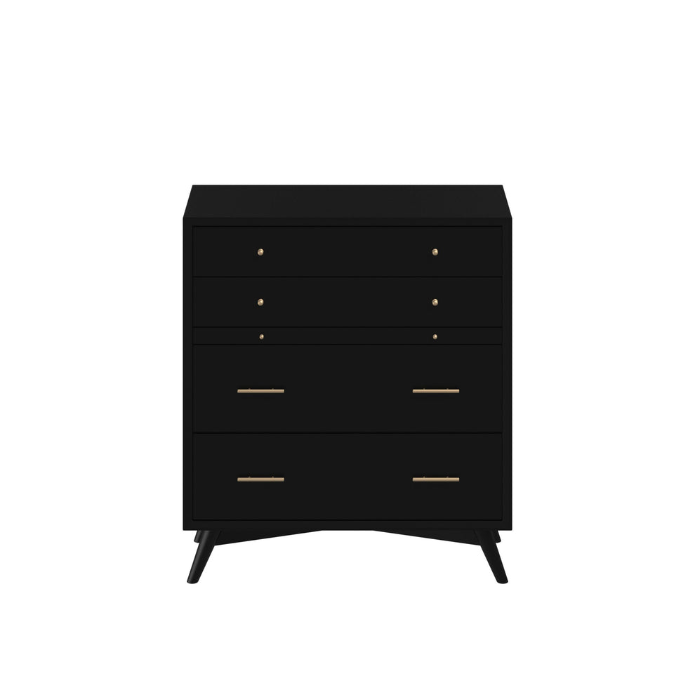 Black Solid Wood Four Drawer Chest By Homeroots | Dressers | Modishstore - 2