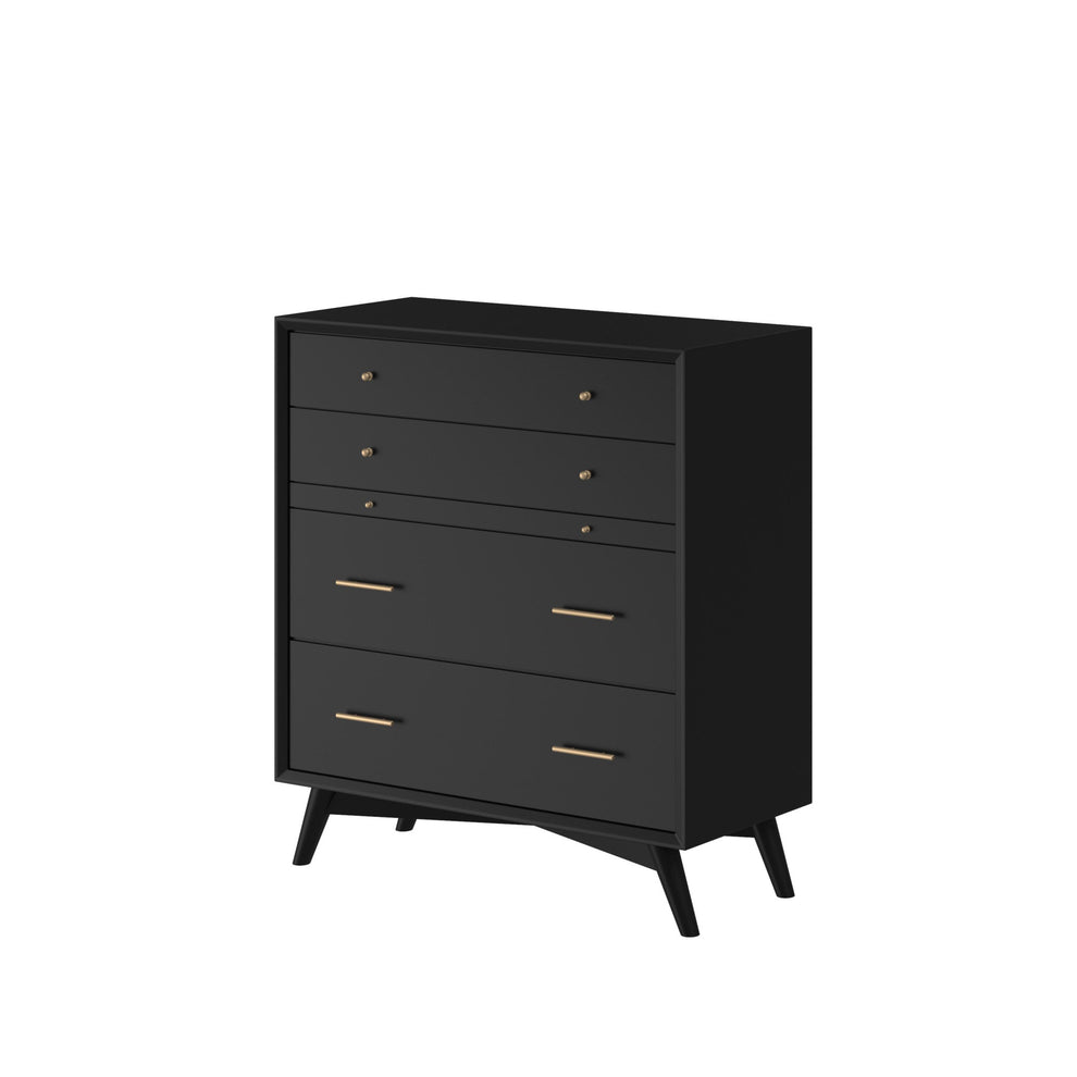 Black Solid Wood Four Drawer Chest By Homeroots | Dressers | Modishstore - 3