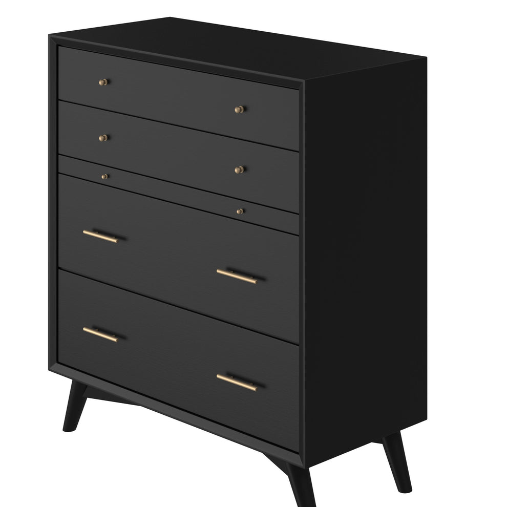 Black Solid Wood Four Drawer Chest By Homeroots | Dressers | Modishstore - 6