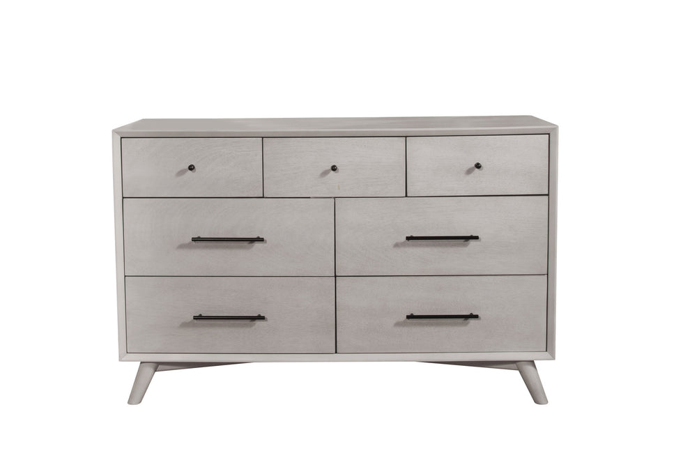 Gray Solid Wood Seven Drawer Double Dresser By Homeroots | Dressers | Modishstore - 2