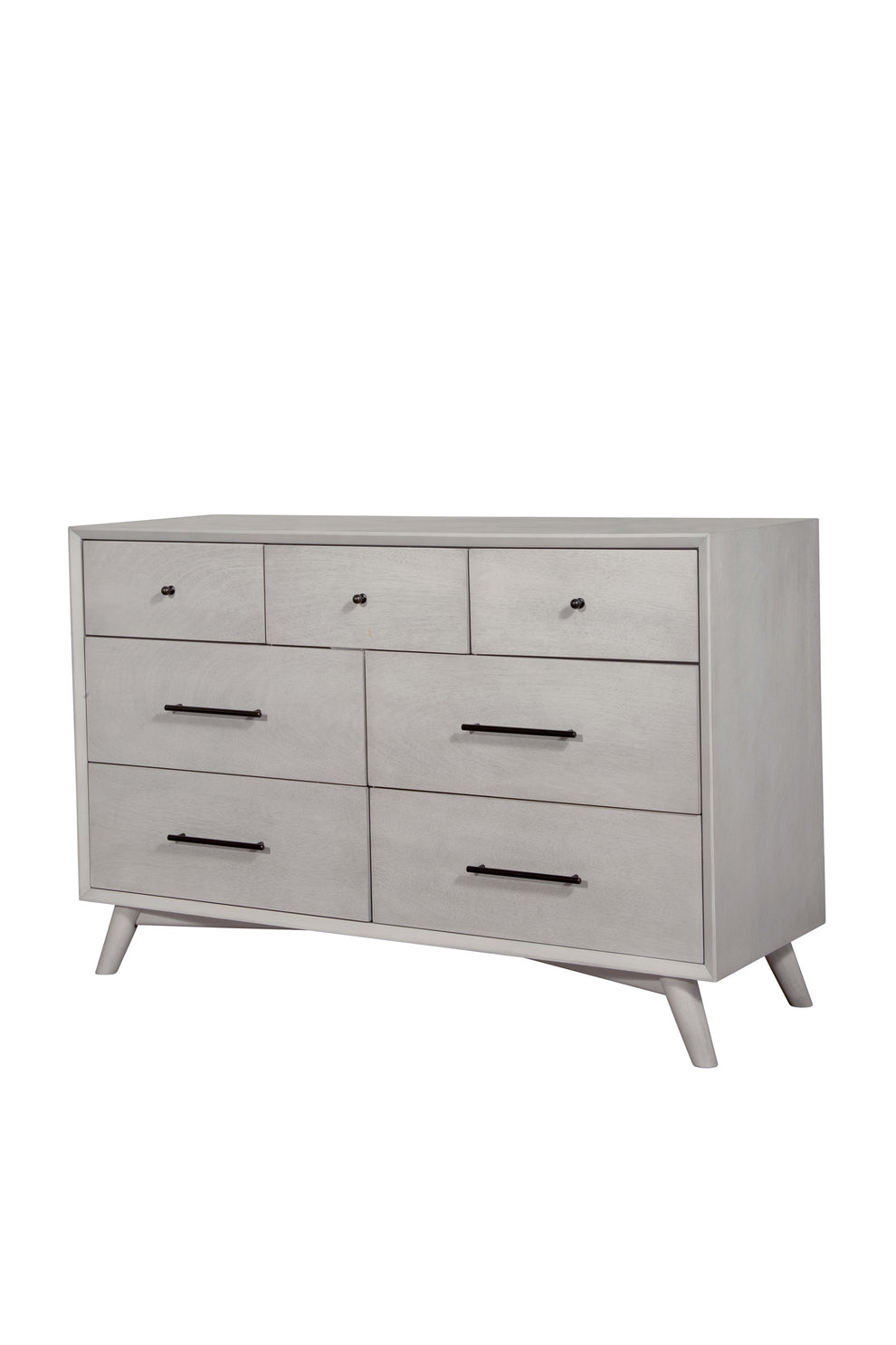 Gray Solid Wood Seven Drawer Double Dresser By Homeroots | Dressers | Modishstore - 3