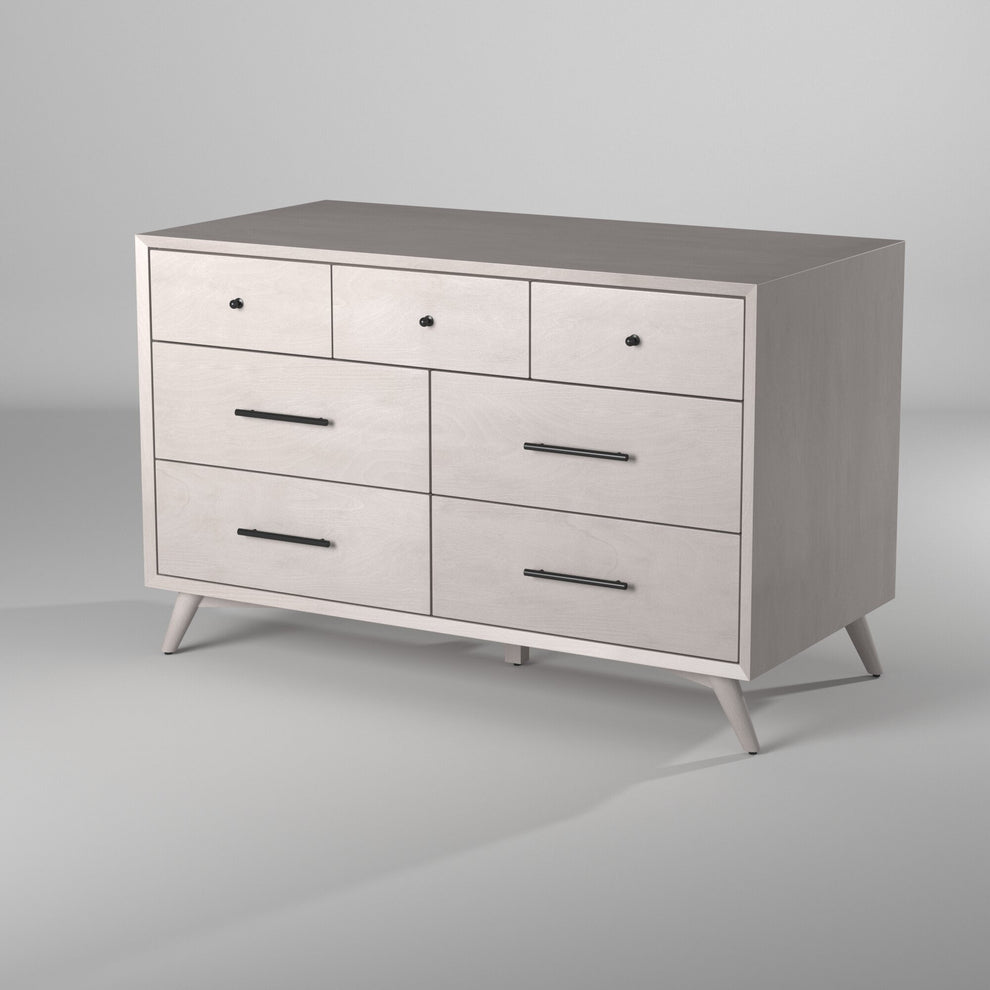 Gray Solid Wood Seven Drawer Double Dresser By Homeroots | Dressers | Modishstore - 5