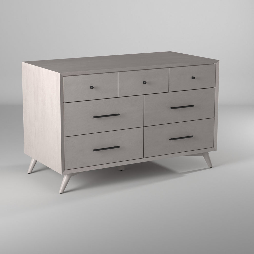 Gray Solid Wood Seven Drawer Double Dresser By Homeroots | Dressers | Modishstore - 7