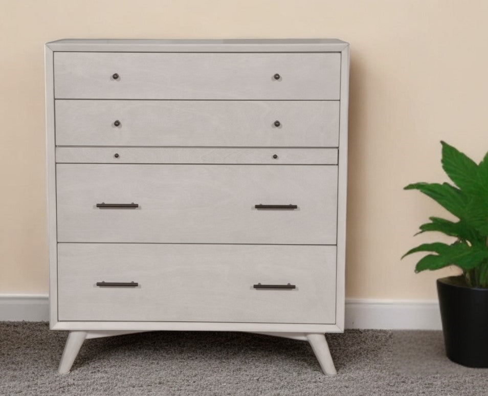 Gray Solid Wood Four Drawer Chest By Homeroots | Dressers | Modishstore - 2