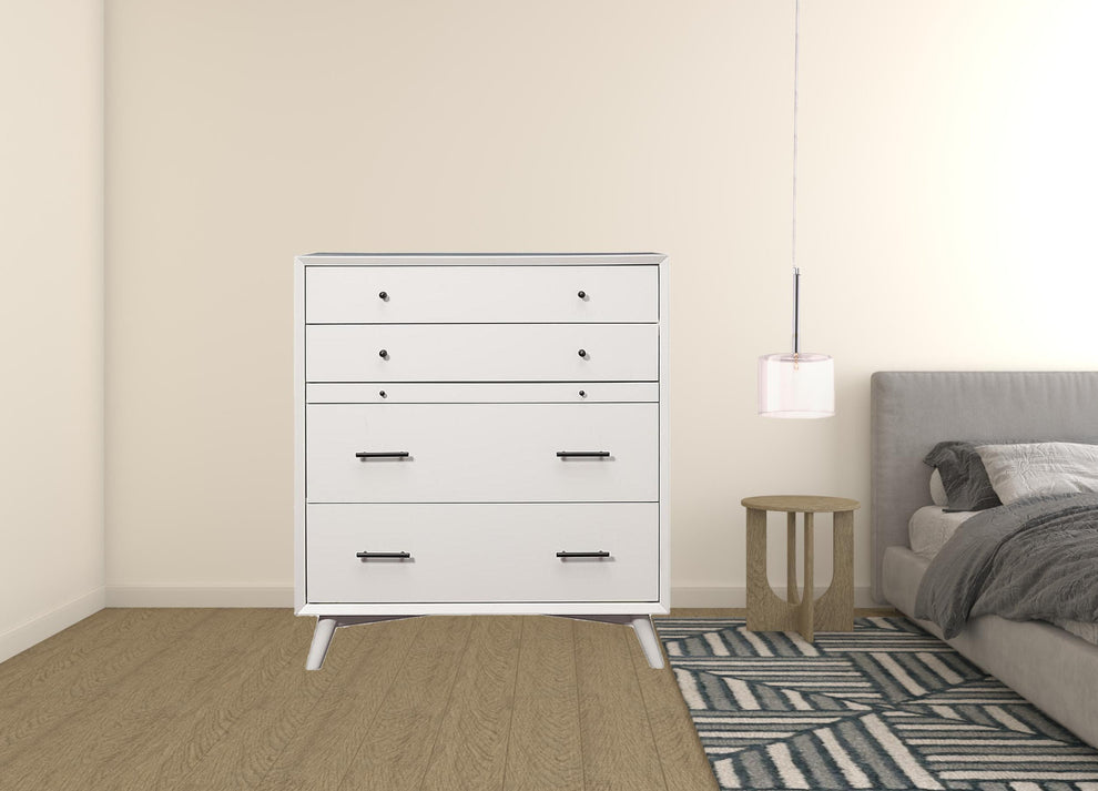 White Solid Wood Four Drawer Chest By Homeroots | Dressers | Modishstore - 3