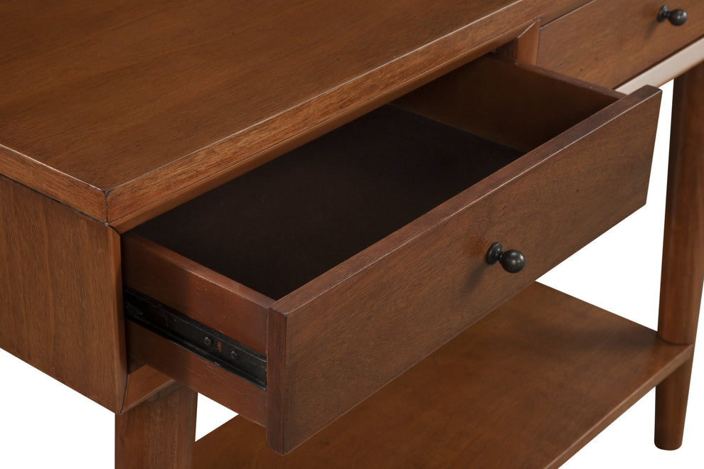 Brown Floor Shelf Console Table With Shelves And Drawers By Homeroots | Console Tables | Modishstore - 3