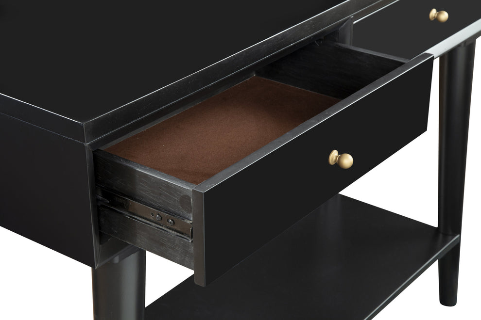 Black Floor Shelf Console Table With Shelves And Drawers By Homeroots | Console Tables | Modishstore - 3