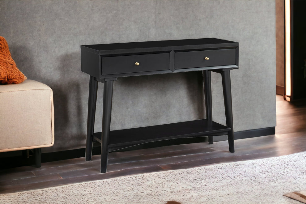 Black Floor Shelf Console Table With Shelves And Drawers By Homeroots | Console Tables | Modishstore - 2
