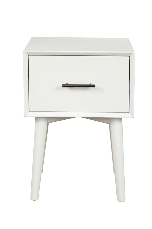 White Wood End Table With Drawer By Homeroots | End Tables | Modishstore - 1