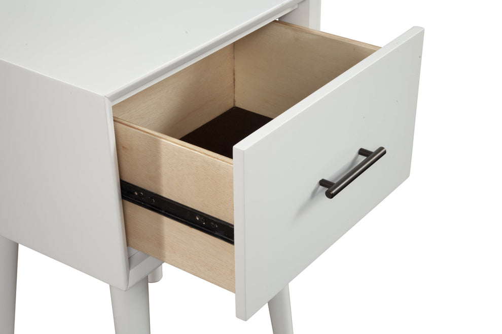White Wood End Table With Drawer By Homeroots | End Tables | Modishstore - 3