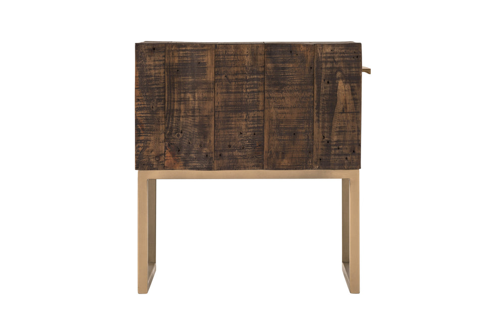Antiqued Brass And Brown Reclaimed Wood End Table With Drawer By Homeroots | End Tables | Modishstore - 3