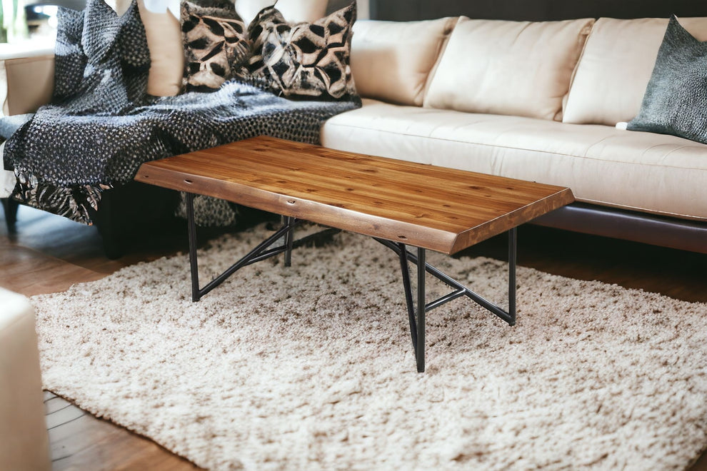Brown And Black Solid Wood And Metal Coffee Table By Homeroots | Coffee Tables | Modishstore - 2