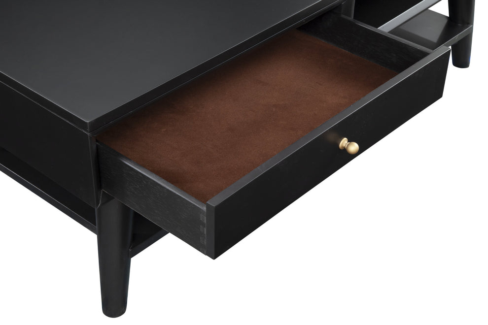 Black Solid And Manufactured Wood Coffee Table With Drawer By Homeroots | Coffee Tables | Modishstore - 5