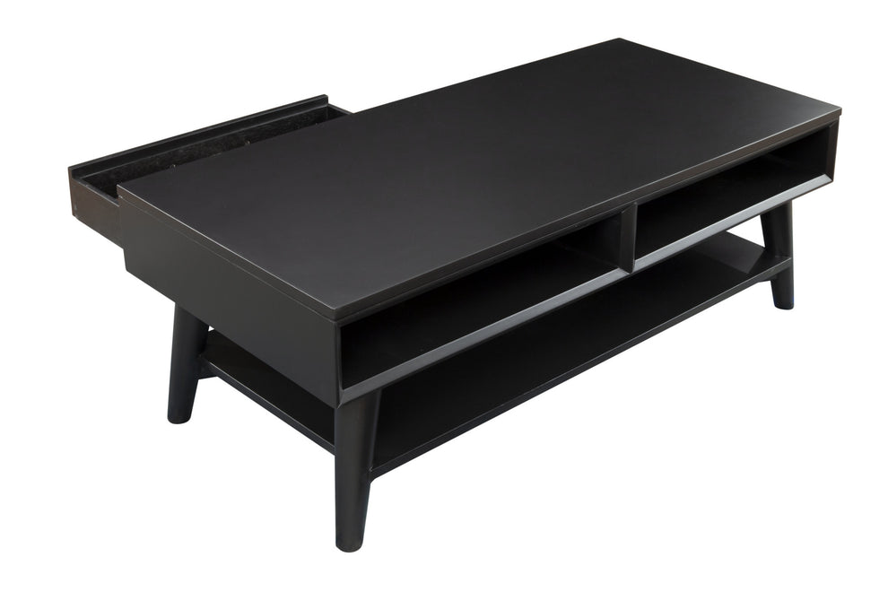 Black Solid And Manufactured Wood Coffee Table With Drawer By Homeroots | Coffee Tables | Modishstore - 4