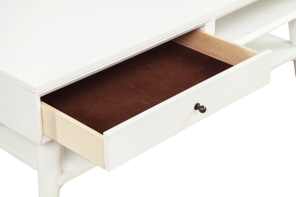 White Solid And Manufactured Wood Coffee Table With Drawer By Homeroots | Coffee Tables | Modishstore - 5