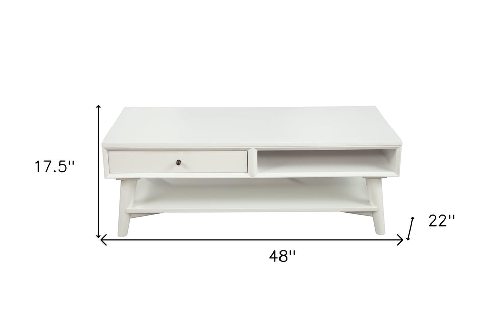 White Solid And Manufactured Wood Coffee Table With Drawer By Homeroots | Coffee Tables | Modishstore - 6