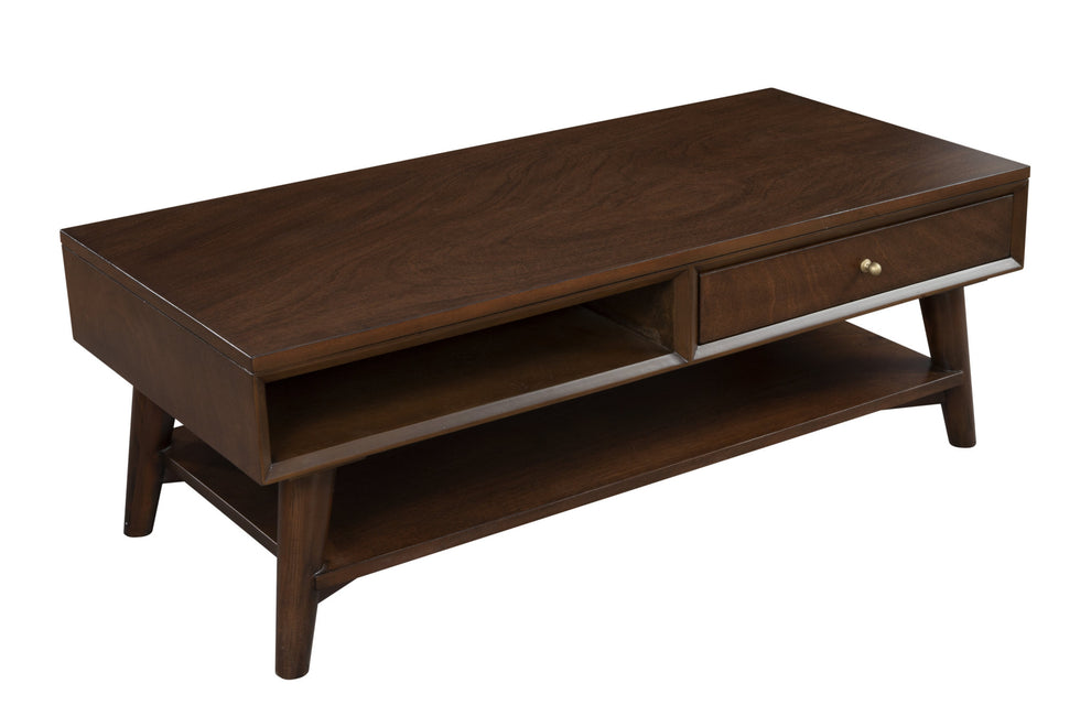 Brown Solid And Manufactured Wood Coffee Table With Drawer By Homeroots | Coffee Tables | Modishstore - 3