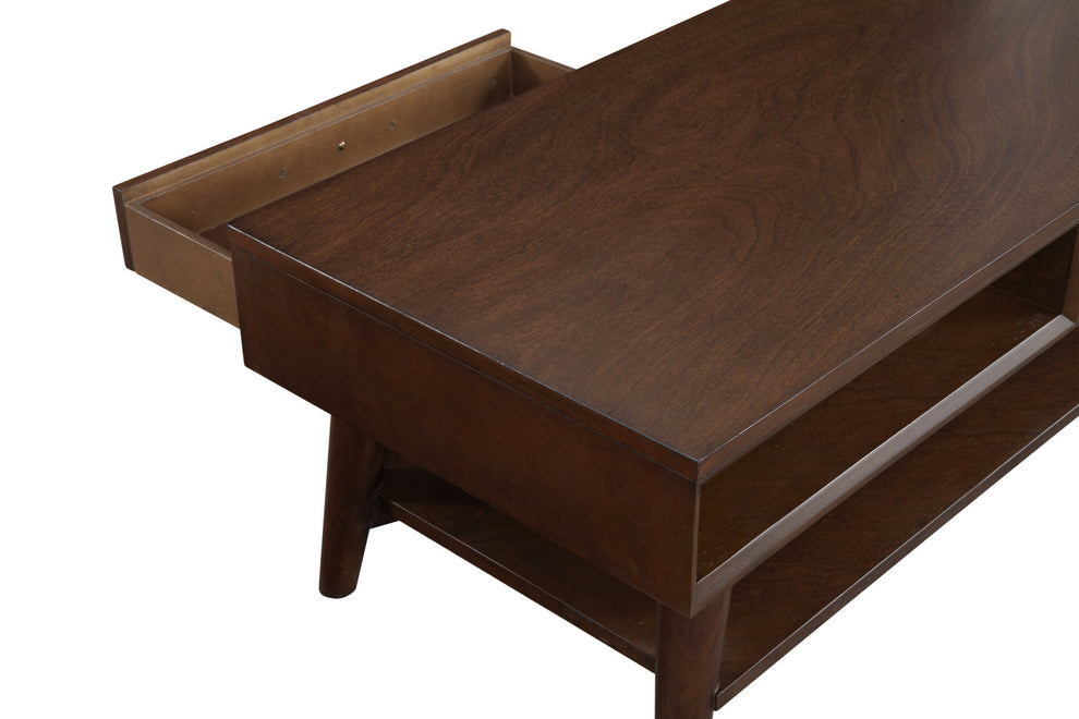 Brown Solid And Manufactured Wood Coffee Table With Drawer By Homeroots | Coffee Tables | Modishstore - 5