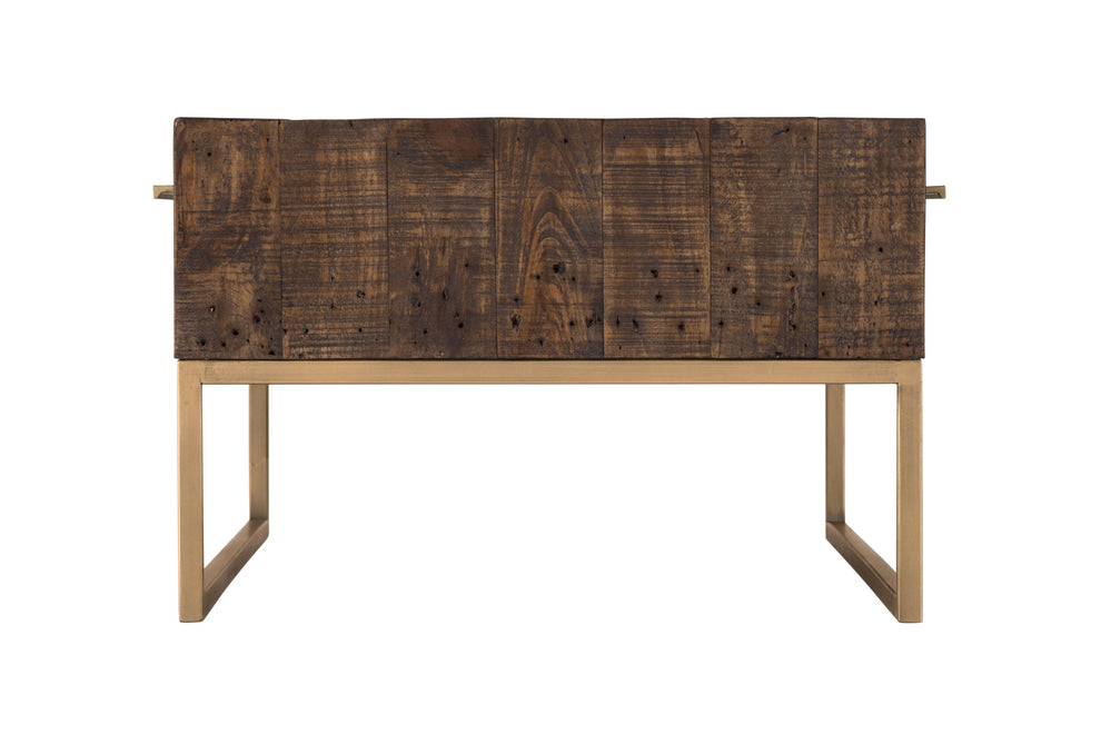 Dark Brown And Gold Metal Coffee Table With Drawer By Homeroots | Coffee Tables | Modishstore - 5