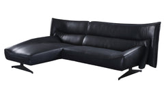 Dark Gray Top Grain Leather L Shaped Two Piece Sofa and Chaise Sectional By Homeroots