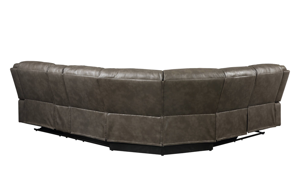 Taupe Faux Leather Reclining L Shaped Six Piece Corner Sectional With Console By Homeroots | Outdoor Sofas, Loveseats & Sectionals | Modishstore - 3