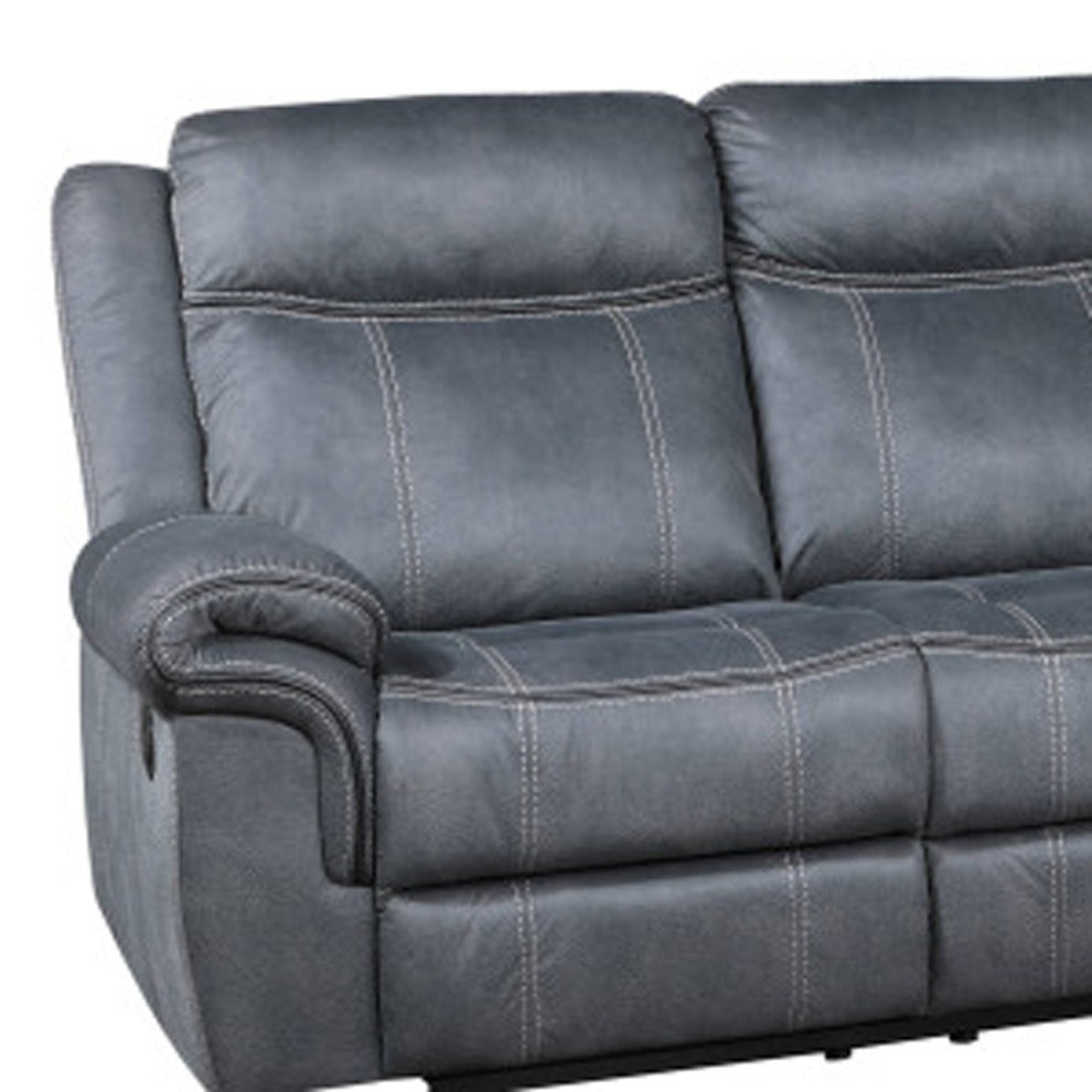 Gray Velvet Reclining L Shaped Six Piece Corner Sectional With Console By Homeroots | Outdoor Sofas, Loveseats & Sectionals | Modishstore - 6