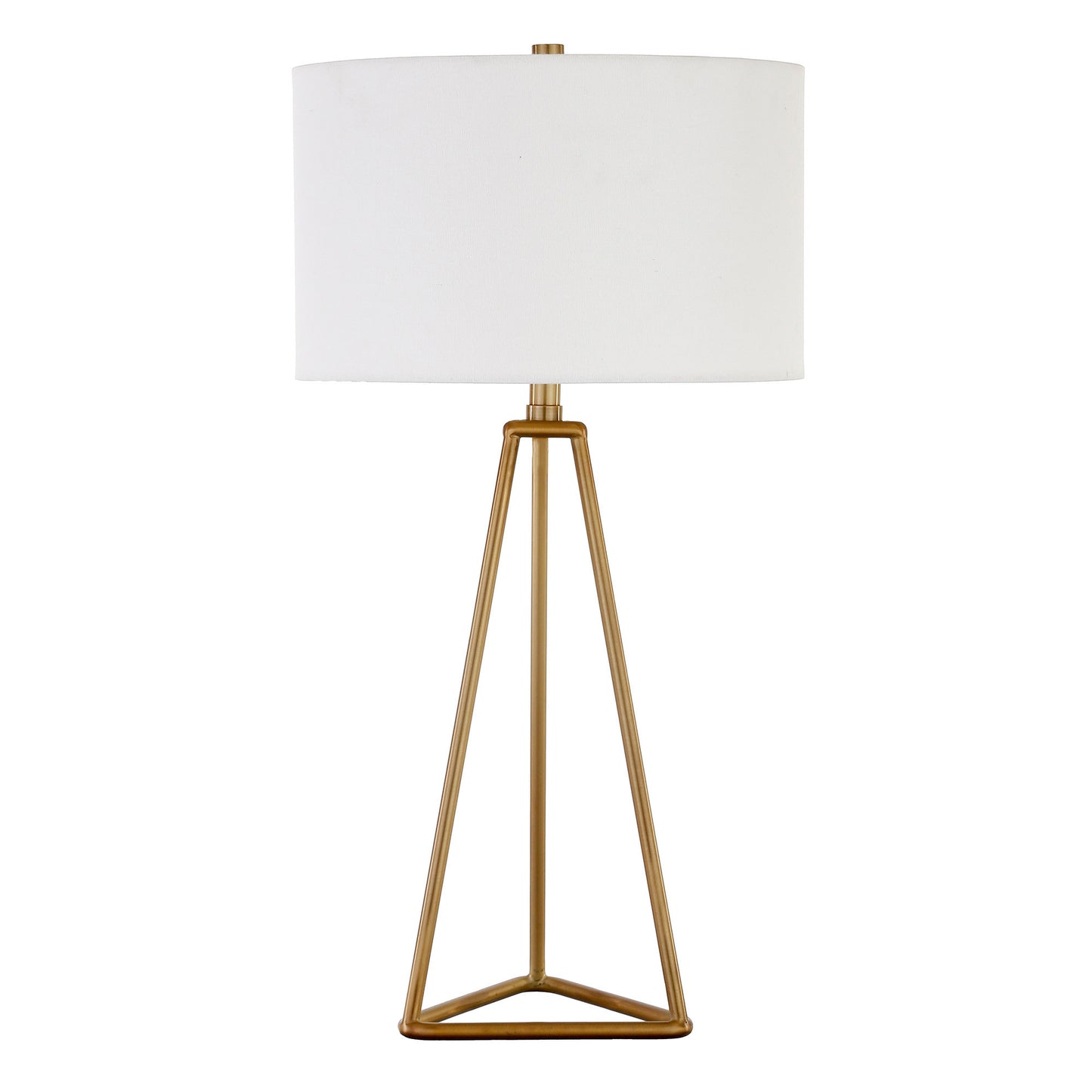 Gold Metal Table Lamp With White Drum Shade By Homeroots | Table Lamps | Modishstore - 1
