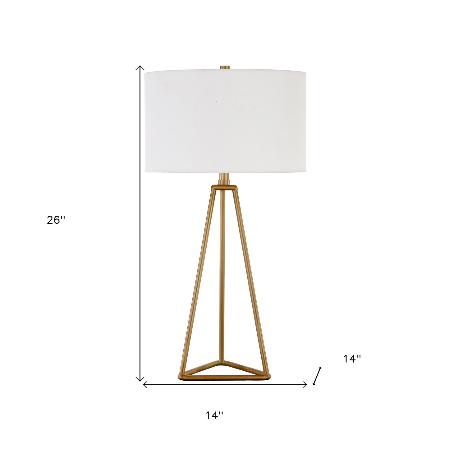 Gold Metal Table Lamp With White Drum Shade By Homeroots | Table Lamps | Modishstore - 8