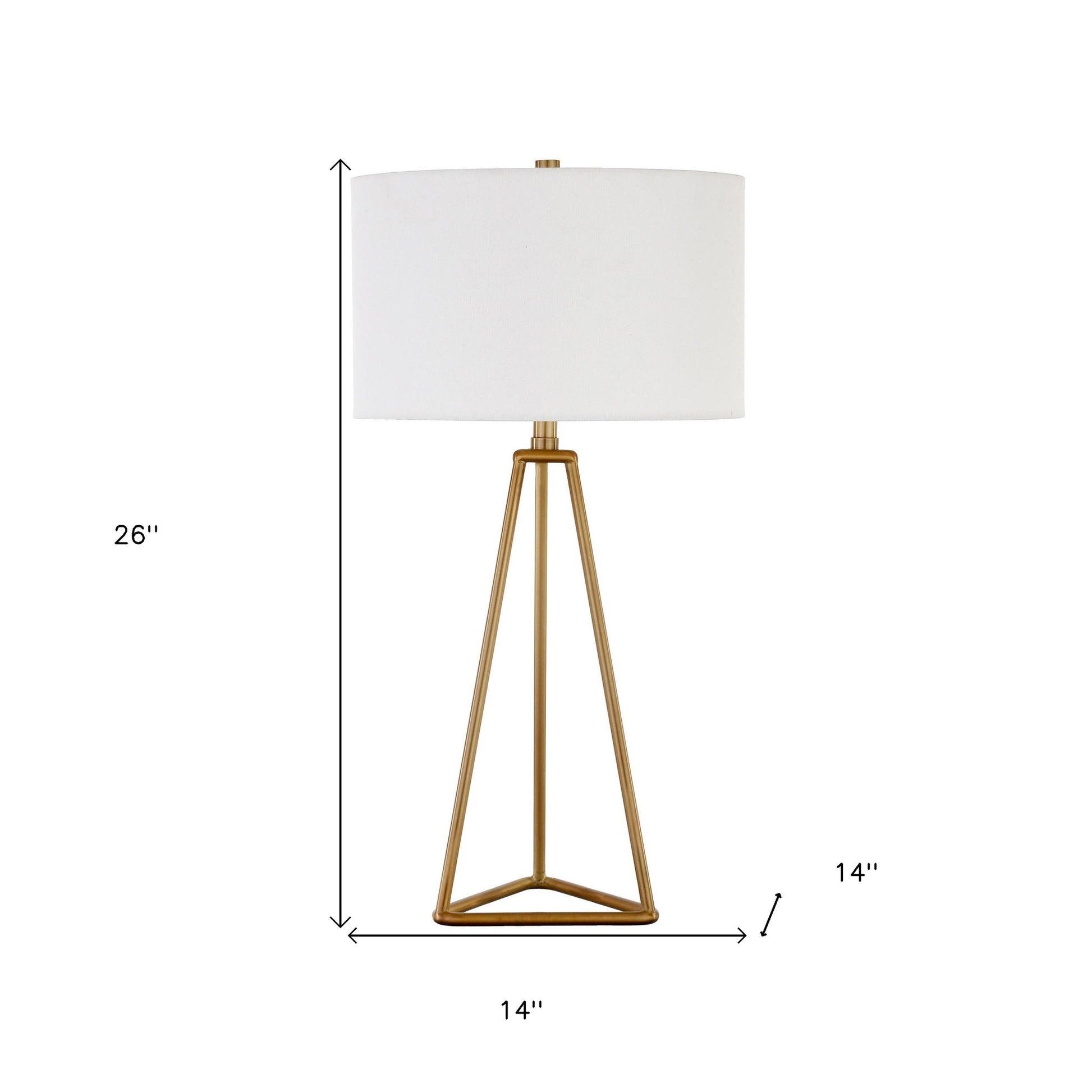 Gold Metal Table Lamp With White Drum Shade By Homeroots | Table Lamps | Modishstore - 8