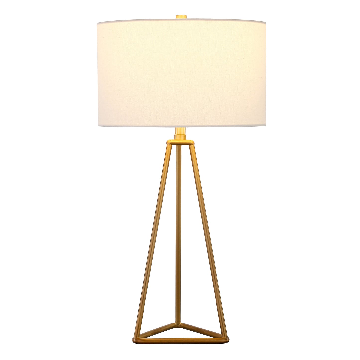 Gold Metal Table Lamp With White Drum Shade By Homeroots | Table Lamps | Modishstore - 6