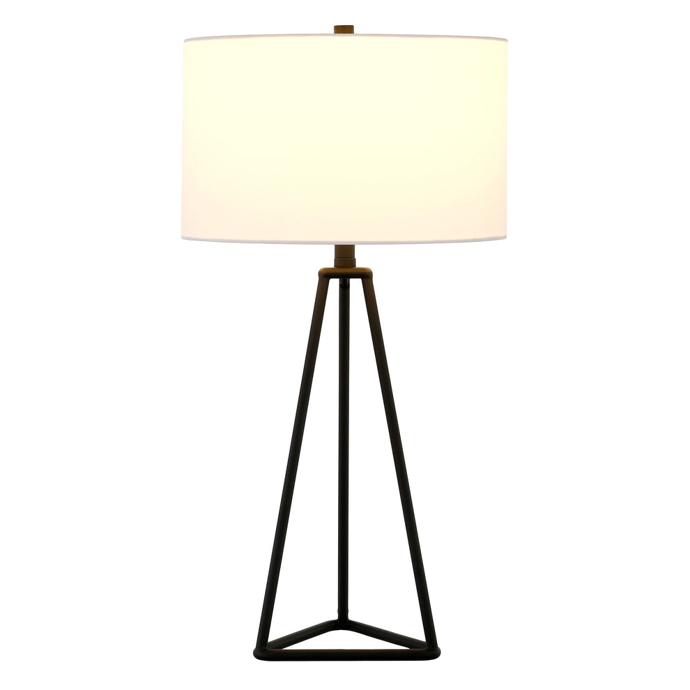 Black Metal Table Lamp With White Drum Shade By Homeroots | Table Lamps | Modishstore - 6