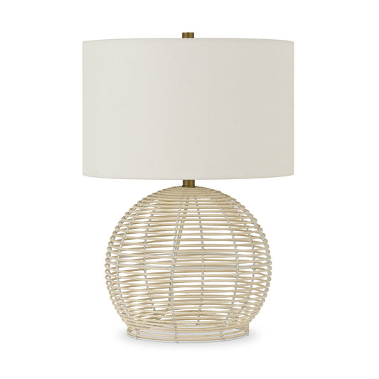 Natural Rattan Table Lamp With White Drum Shade By Homeroots | Table Lamps | Modishstore - 1