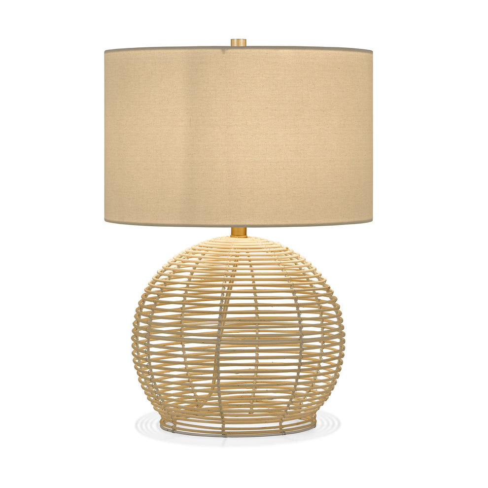 Natural Rattan Table Lamp With White Drum Shade By Homeroots | Table Lamps | Modishstore - 7