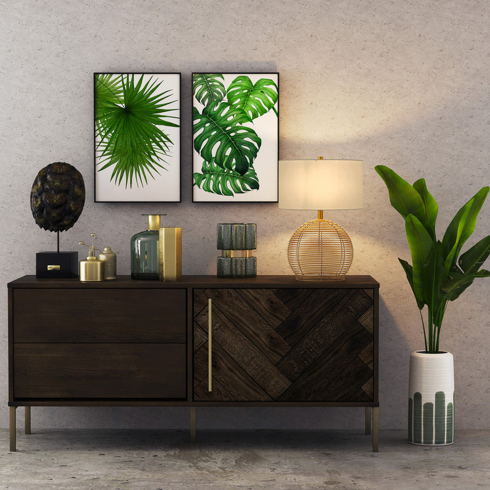 Natural Rattan Table Lamp With White Drum Shade By Homeroots | Table Lamps | Modishstore - 6