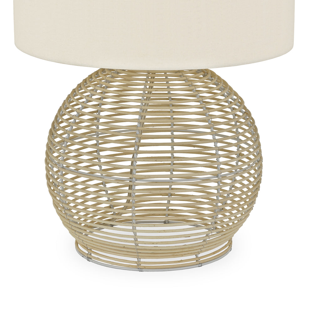 Natural Rattan Table Lamp With White Drum Shade By Homeroots | Table Lamps | Modishstore - 4