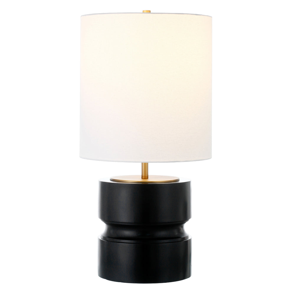 Beige and Gold Metal Geometric Table Lamp With White Drum Shade By Homeroots | Table Lamps | Modishstore - 7