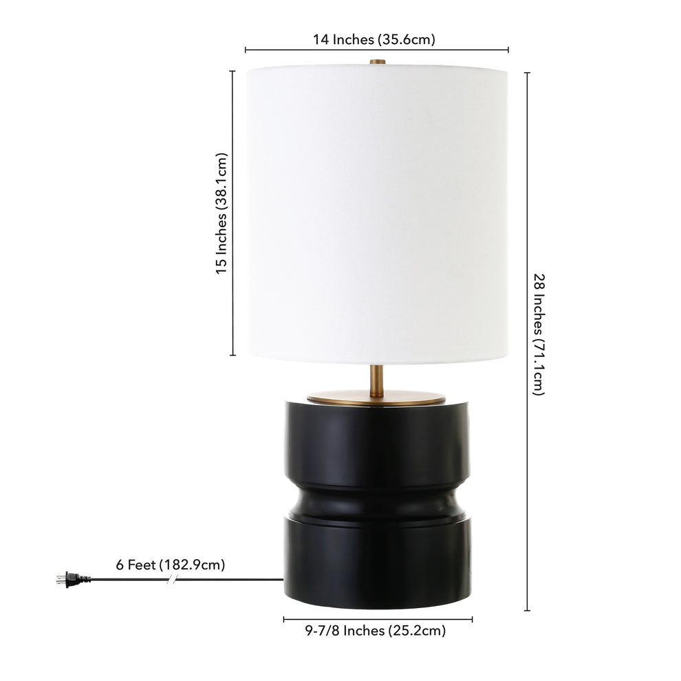 Beige and Gold Metal Geometric Table Lamp With White Drum Shade By Homeroots | Table Lamps | Modishstore - 6