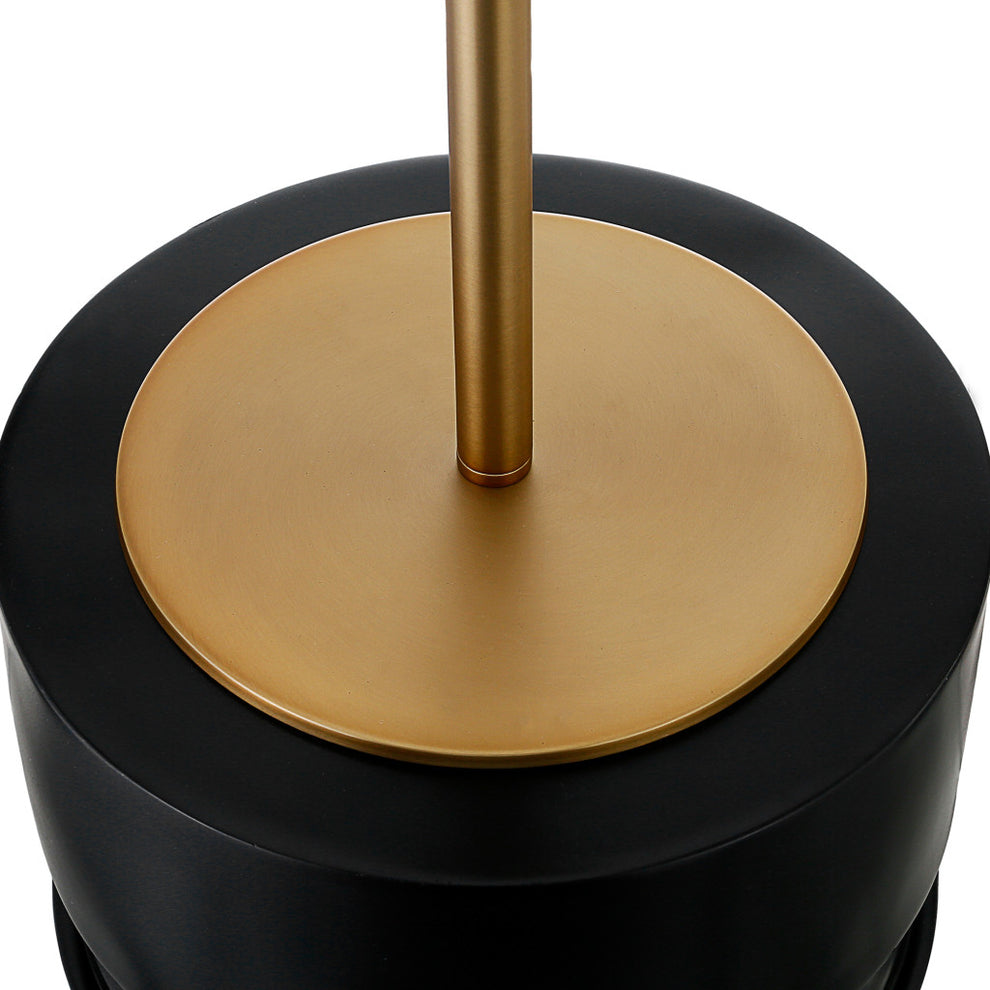 Beige and Gold Metal Geometric Table Lamp With White Drum Shade By Homeroots | Table Lamps | Modishstore - 3