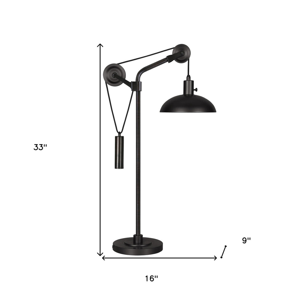 Black Metal Adjustable Desk Table Lamp With Black Dome Shade By Homeroots | Table Lamps | Modishstore - 6