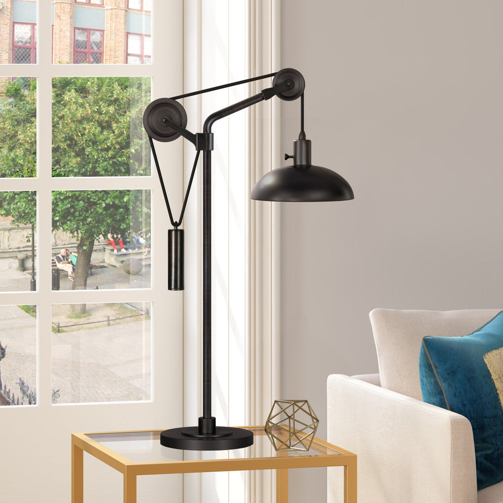 Black Metal Adjustable Desk Table Lamp With Black Dome Shade By Homeroots | Table Lamps | Modishstore - 4