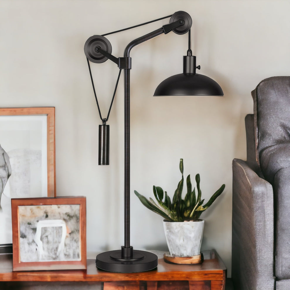 Black Metal Adjustable Desk Table Lamp With Black Dome Shade By Homeroots | Table Lamps | Modishstore - 3