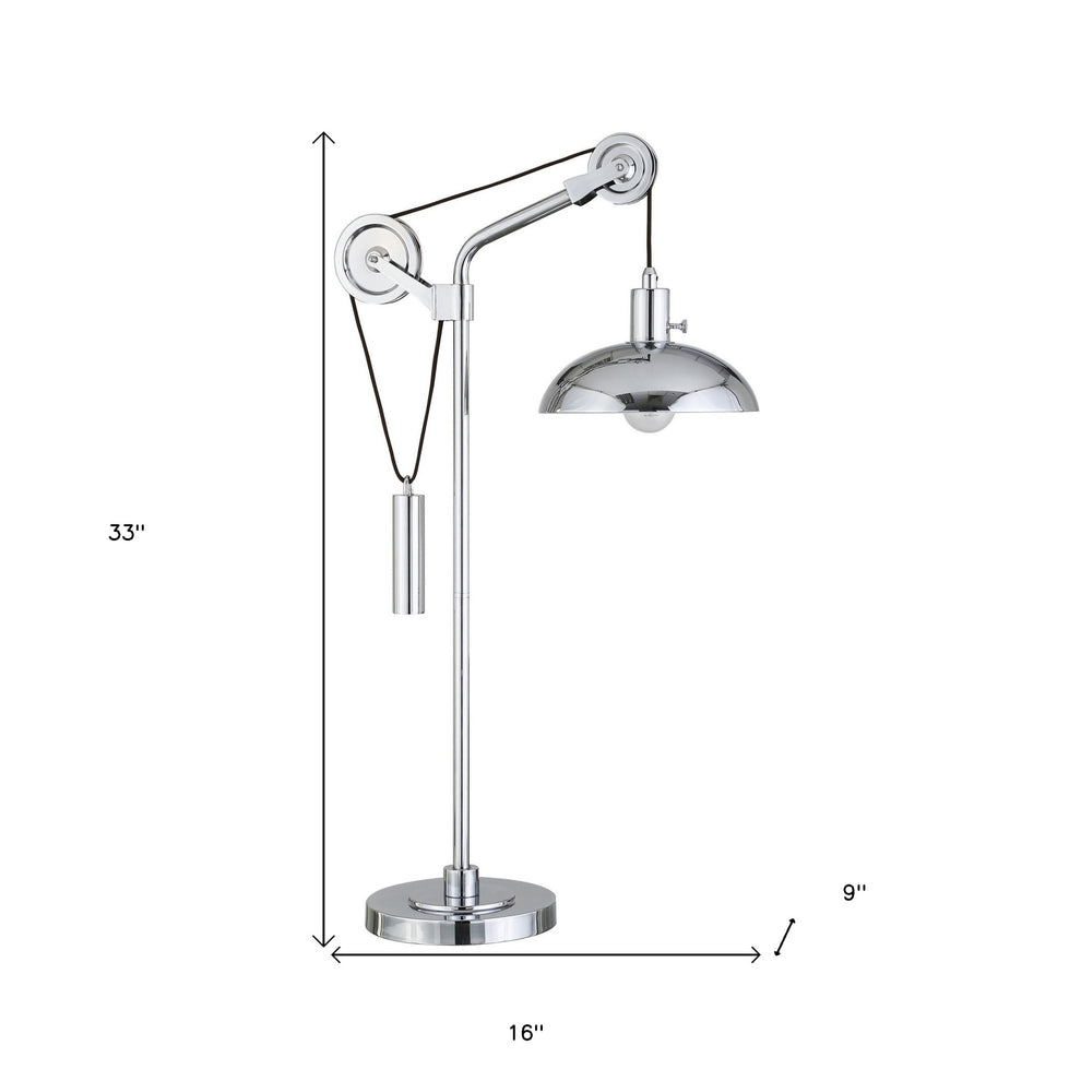 Silver Metal Adjustable Desk Table Lamp With Nickel Dome Shade By Homeroots | Table Lamps | Modishstore - 5