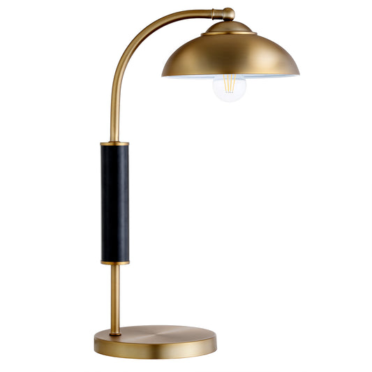Gold and Black Metal Desk Table Lamp With Gold Dome Shade By Homeroots | Table Lamps | Modishstore - 1