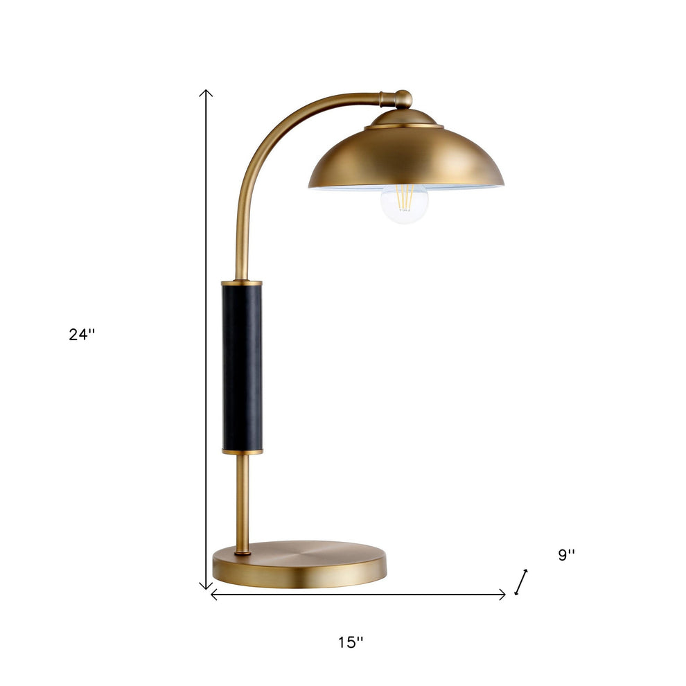 Gold and Black Metal Desk Table Lamp With Gold Dome Shade By Homeroots | Table Lamps | Modishstore - 8